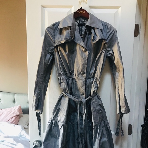 All Saints Metallic trench coat gray vintage 10 - Picture 2 of 10